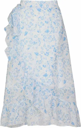ThCreasa Womens Boho Floral Print High Waisted Wrap Skirts Ruffle Hem Tie Knot Summer Chiffon Flowy Midi Skirts