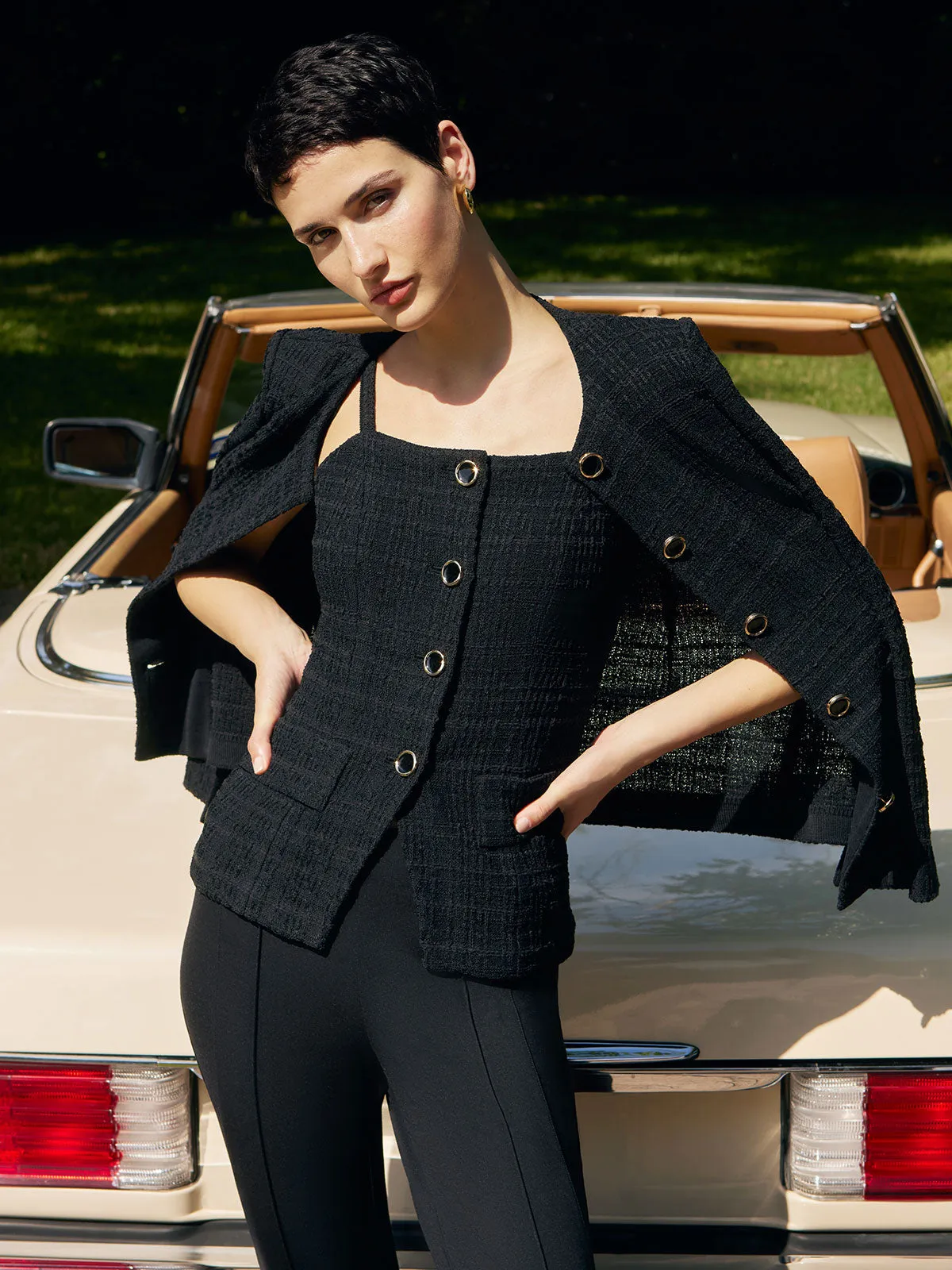 Tonal Plaid Knit Tank - Modern Fit