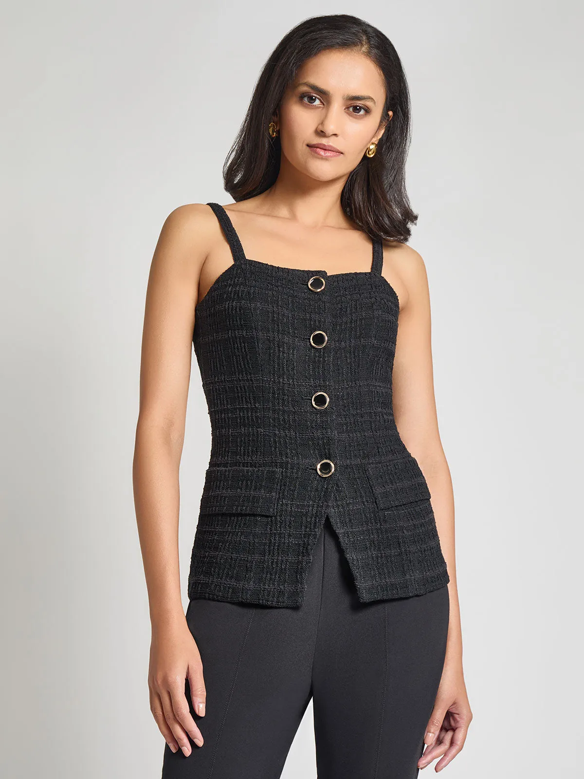 Tonal Plaid Knit Tank - Modern Fit