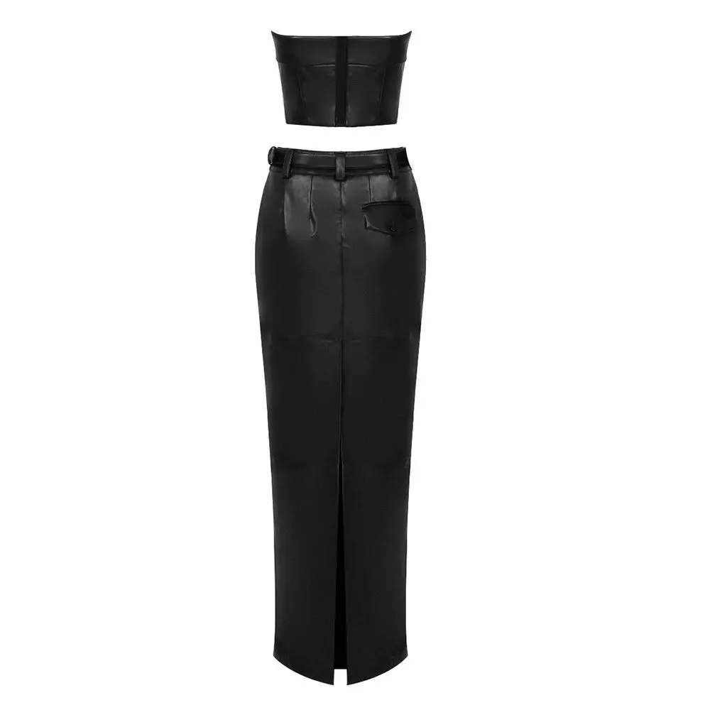 Trend4us Bold Luxe Faux Leather Two-Piece Set