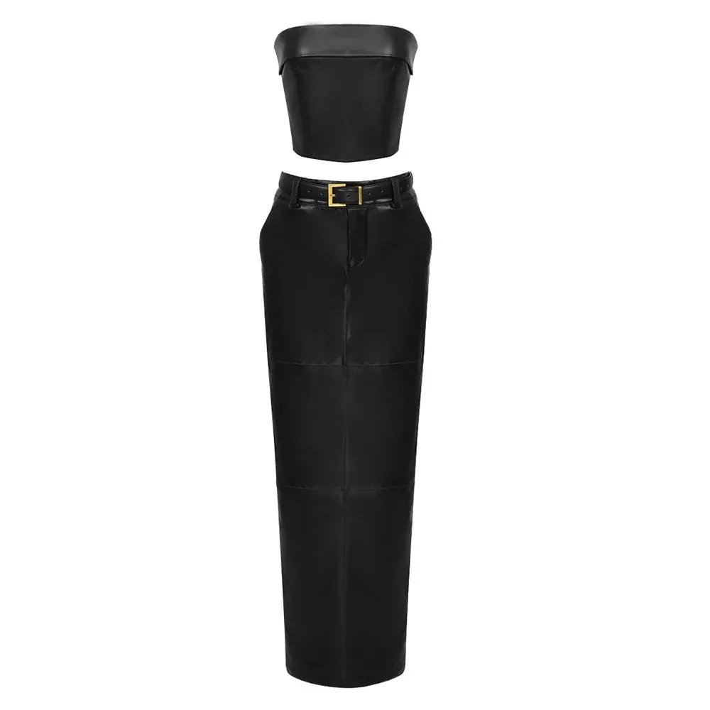 Trend4us Bold Luxe Faux Leather Two-Piece Set