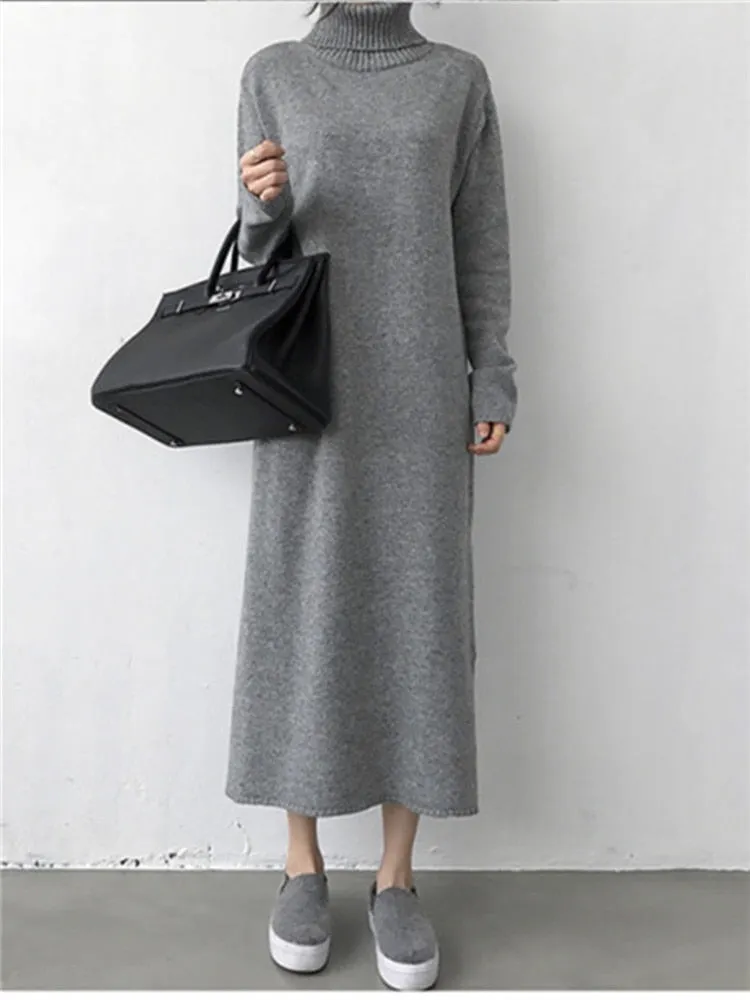 Turtleneck Winter Graceful Womens Dress