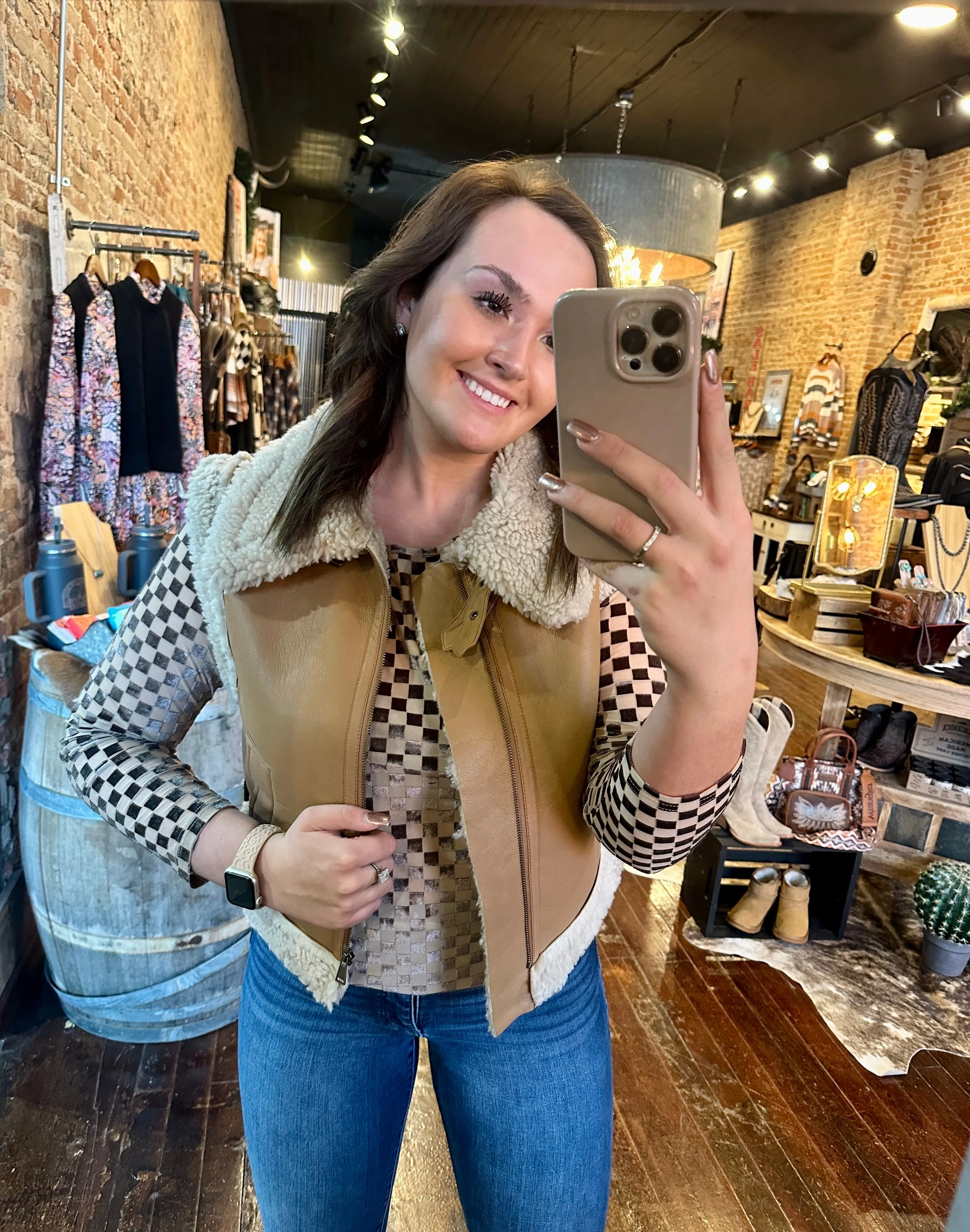 Wallen Faux Leather Shearling Vest ✙ON SALE NOW ✙