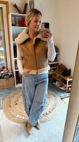 Wallen Faux Leather Shearling Vest ✙ON SALE NOW ✙