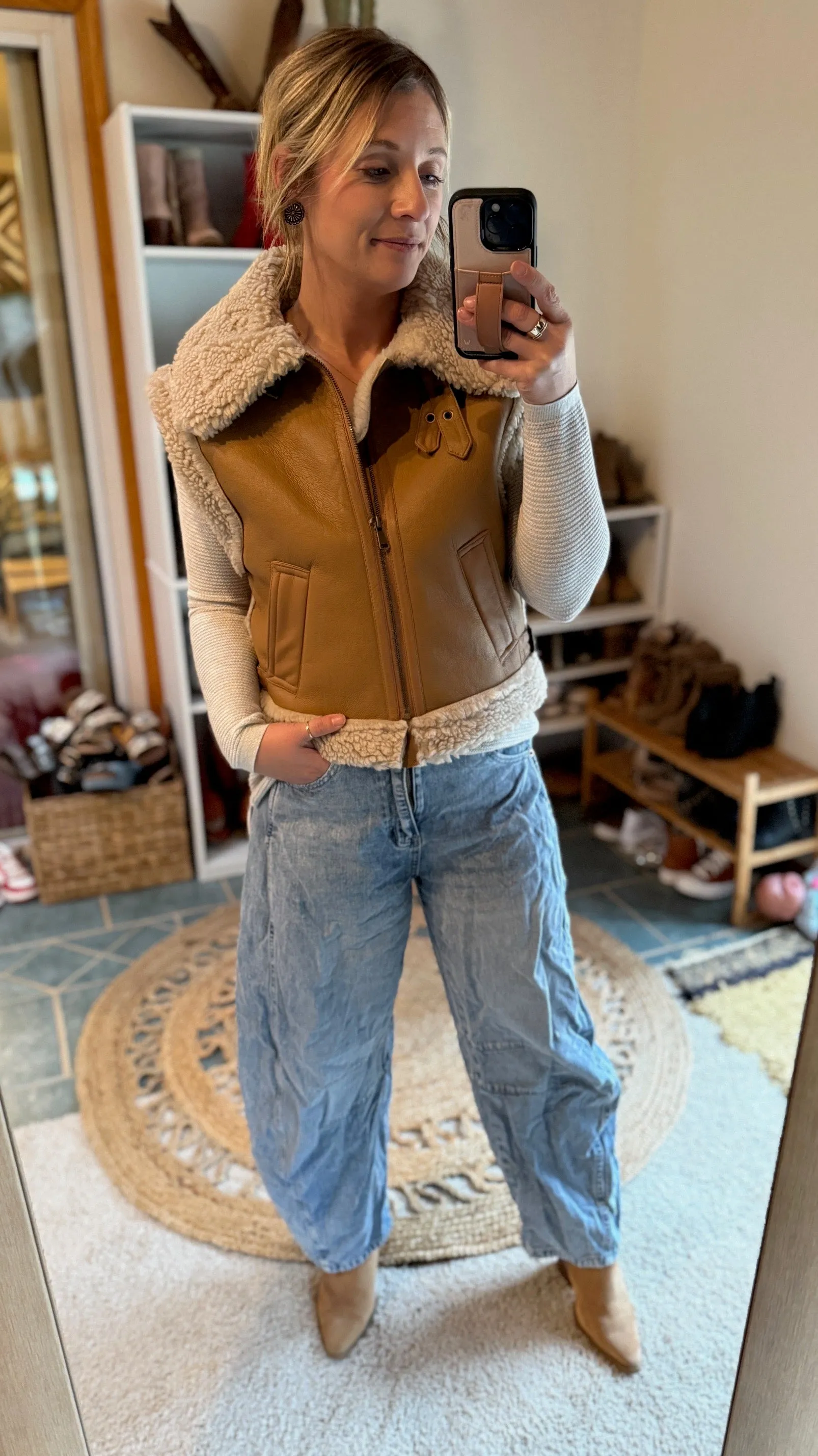 Wallen Faux Leather Shearling Vest ✙ON SALE NOW ✙