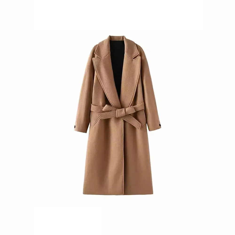 Women's Elegant Belted Warm Long Winter Coat | Ideal for Autumn/Winter