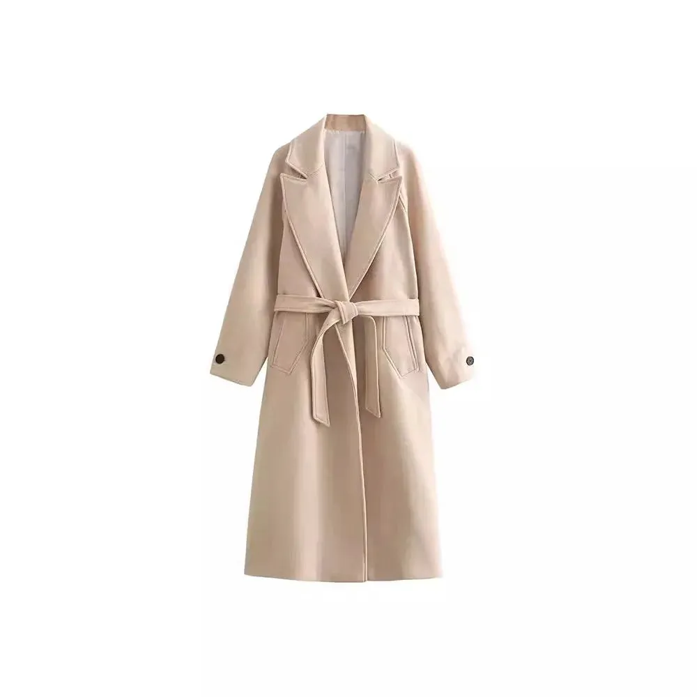 Women's Elegant Belted Warm Long Winter Coat | Ideal for Autumn/Winter