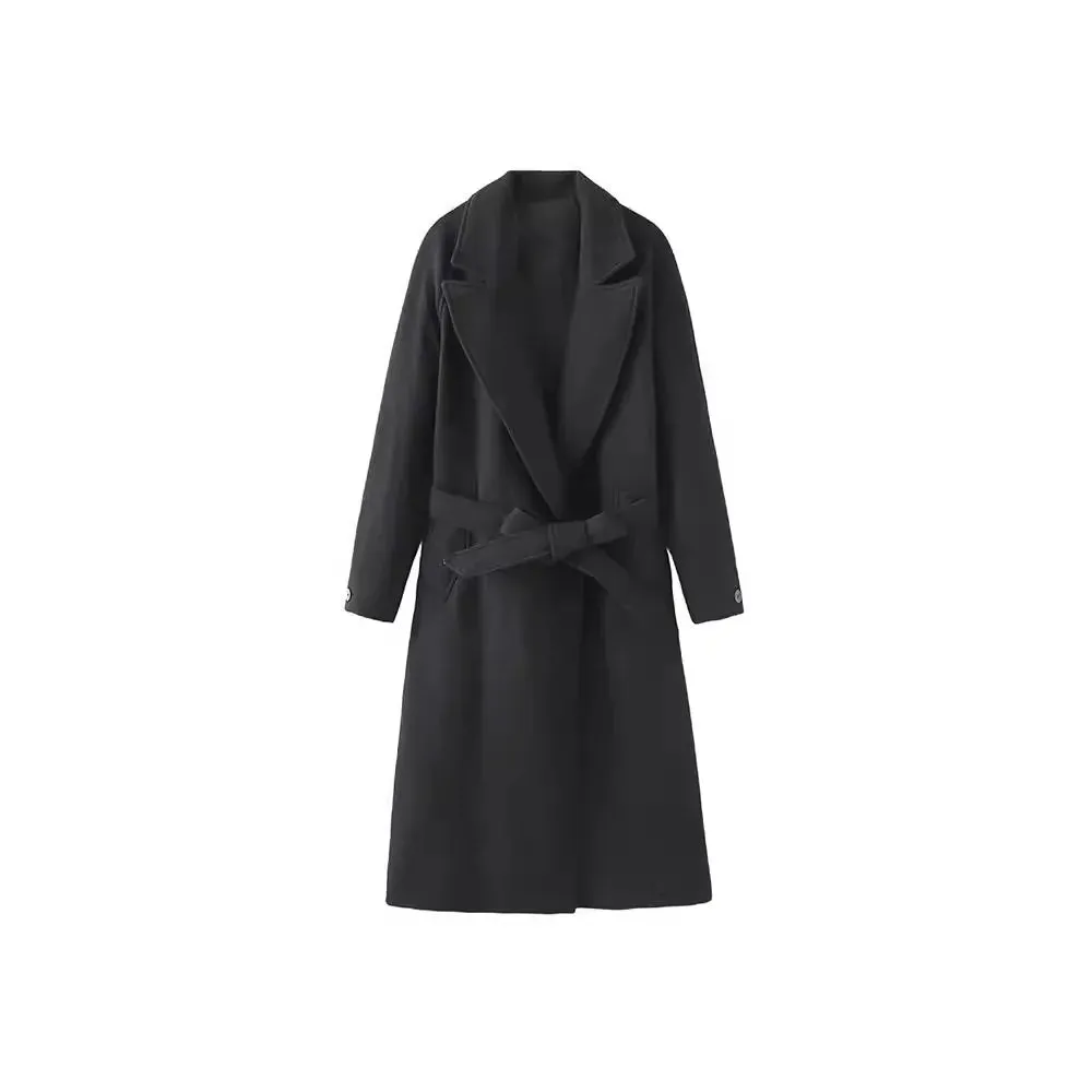 Women's Elegant Belted Warm Long Winter Coat | Ideal for Autumn/Winter