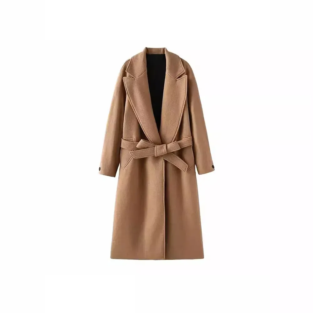 Women's Elegant Belted Warm Long Winter Coat | Ideal for Autumn/Winter