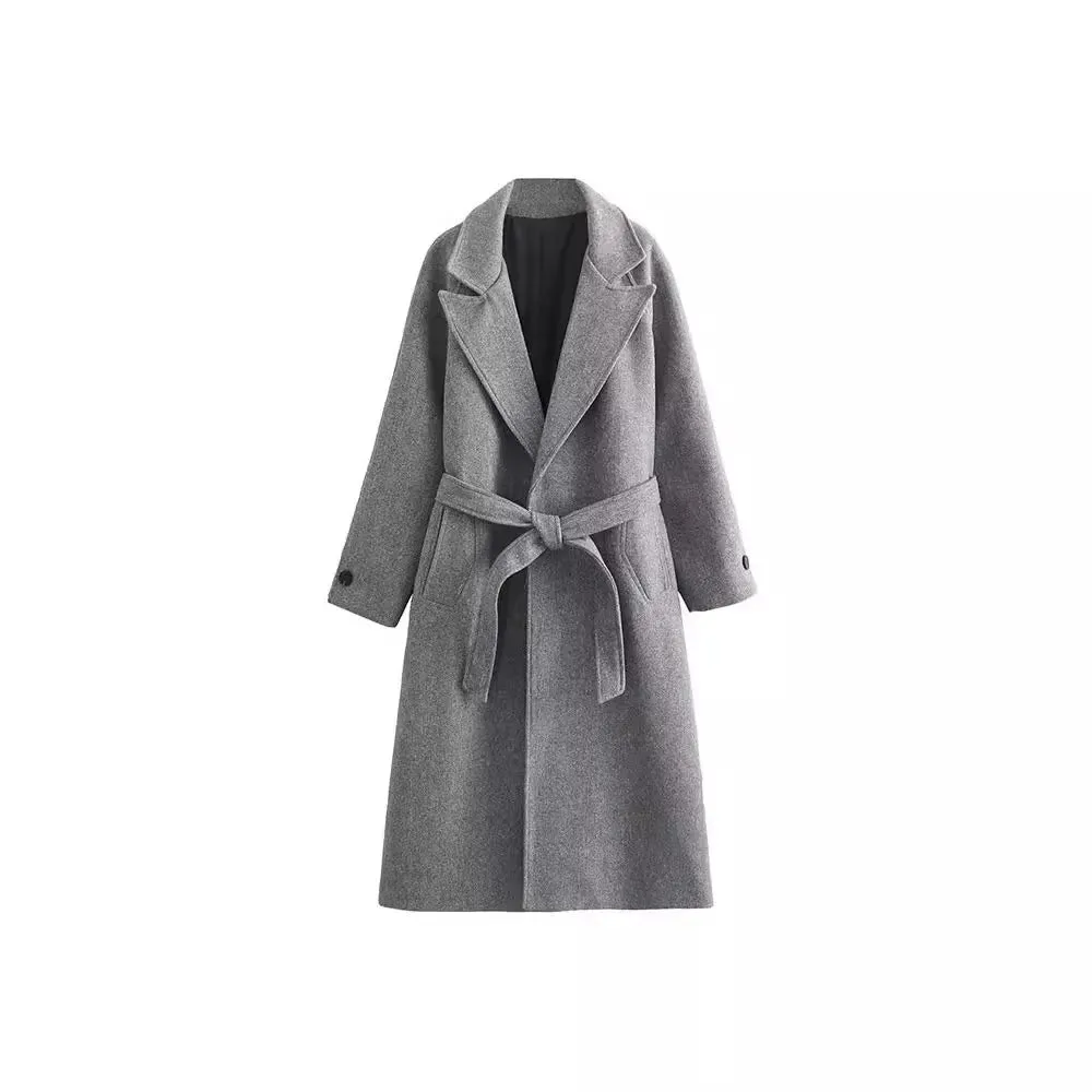 Women's Elegant Belted Warm Long Winter Coat | Ideal for Autumn/Winter