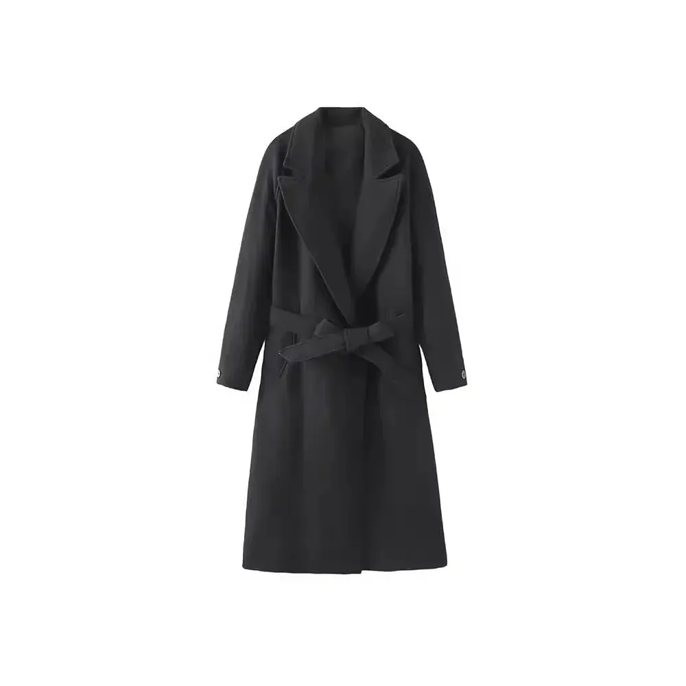 Women's Elegant Belted Warm Long Winter Coat | Ideal for Autumn/Winter