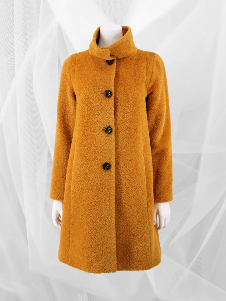 Women's SURI Alpaca Boucle Mid-Length Coat - Saffron