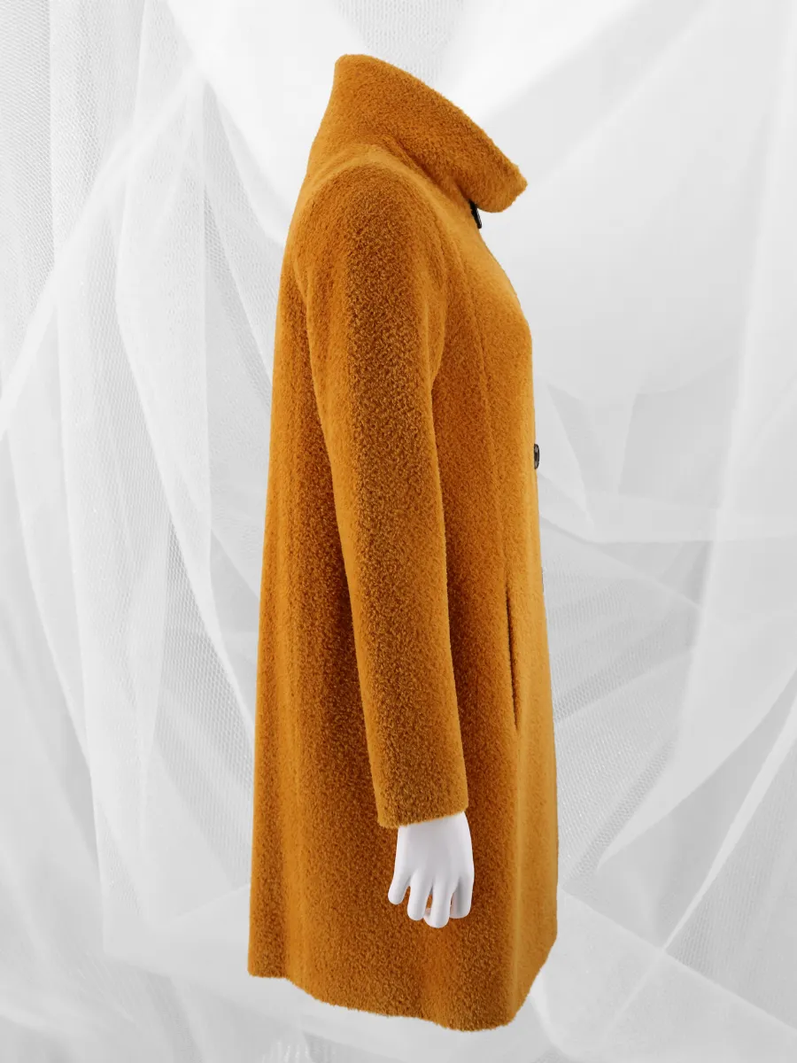 Women's SURI Alpaca Boucle Mid-Length Coat - Saffron